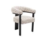 PASCAL MORABITO - Chaise avec accoudoirs en Tissu texturé Bicolore et Bois d'hévéa Noir - Crème et Taupe - LIVELIA de