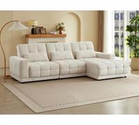 PASCAL MORABITO - Divano angolare destro, relax, elettrico, in tessuto strutturato, beige Dorea,