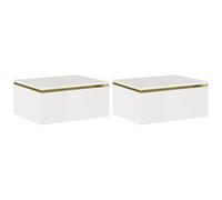 Pascal Morabito-Lotto di 2 comodini sospesi con 1 cassetto Bianco lucido e dorato - VUKIA