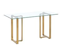 Pascal Morabito-Scrivania in vetro temperato e acciaio inossidabile - Trasparente e dorato - NILESA