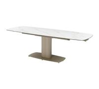 PASCAL MORABITO - Tavolo da pranzo allungabile da 6 a 10 posti in ceramica e metallo - Effetto marmo bianco e grigio talpa - CARIOULA da Pascal MORABITO