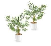 PASCH® Set di 2 Palme Artificiali Areca (35 cm) in Vasi di Ceramica Bianchi: Piante Come Reali, in Vaso, Falso Pianta, Fiori