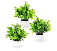 PASCH® Set di 3 piante artificiali come reali (18 cm) in vasi di ceramica bianca, piccole piante artificiali in vaso, piccole piante artificiali in vaso, mini pianta artificiale in vaso