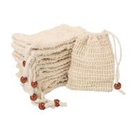 Pasdrucn 10 sacchetti per sapone in sisal, sacchetti per sapone esfoliante, rete per sapone extra grande per shampoo solido, sacchetti per sapone naturale (marrone)