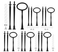 Pasdrucn Set di 6 aste per alzate, 3 ripiani, colore nero, asta per alzatate, asta in metallo, asta in metallo, asta centrale in metallo, per porta torte (nero)