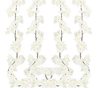 PASDTFB 4 Pezzi 180cm Fiori di Ciliegio Artificiali in Seta Fiore Appeso Vite Ghirlande di Falso Sakura Fiori Finti Ghirlanda per Decorazioni Matrimonio Casa Giardino Nozze (Bianco)