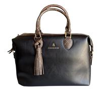 PashBAG Atelier Du Sac borsa a mano e spalla in ecopelle, colore nero e testa di moro. Chiusura con zip a doppio cursore, tracolla in dotazione. Dimensioni 30x20 cm.