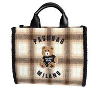 PashBAG Borsa tessuto panno scozzese beige/marrone, pratica a mano e a spalla. Dotata di zip e tracolla regolabile, misura 33x27 cm, perfetta per uno stile elegante e versatile.