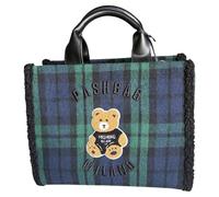 PashBAG Borsa tessuto panno scozzese verde/blu, pratica a mano e a spalla. Dotata di zip e tracolla regolabile, misura 33x27 cm, perfetta per uno stile elegante e versatile.