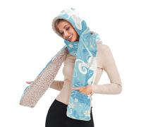 Pashmina come sciarpe per le donne blu freddo unicorni modello con cappuccio con tasche cappello guanti set bufandas para mujer per gli uomini