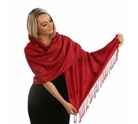 PashminaShine - Sciarpa Morbida Come Kashmir, Seta Leggera per Estate, Uomo e Donne, Scialli e Pashmina, Regali, Rosso Profondo, XL