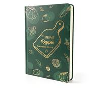 PASHOP Libro di ricette da scrivere, formato A5, verde scuro, 160 | Libro di cucina con copertina rigida da scrivere con elegante motivo da cucina, indice e pratiche tabelle di misurazione
