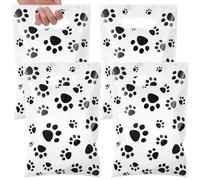 Pasimy 100 sacchetti regalo a forma di zampa di cane, in plastica, con manico, per feste di compleanno (bianco, nero)
