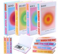 Pasimy Set di 4 libri decorativi con aura sfumata e angelo, tavolino impilato, decorazione per libri, anima, corpo, mente, cuore, citazioni ispiratrici, copertina rigida, libri falsi per casa,