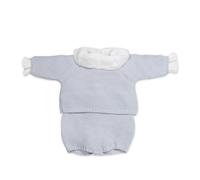 PASITO A PASITO Set Neonato con Maglia Tricot, Culotte e Body Azzurro - 0-1 Mese