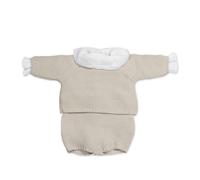 PASITO A PASITO Set Neonato con Maglia Tricot, Culotte e Body Beige - 0-1 Mese