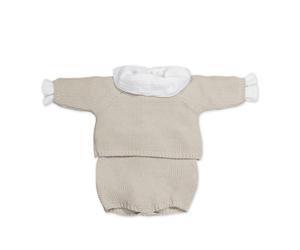 PASITO A PASITO Set Neonato con Maglia Tricot, Culotte e Body Beige - 0-1 Mese