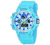PASNEW Orologio da polso per ragazzi, multifunzione, digitale, analogico, sportivo, impermeabile fino a 30 m, Azzurro-471, Sport, tempo libero, impermeabile, analogico digitale