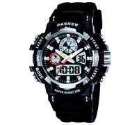 PASNEW Orologio da polso per ragazzi, multifunzione, digitale, analogico, sportivo, impermeabile fino a 30 m, Nero-471, Sport, tempo libero, impermeabile, analogico digitale