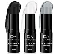 PASNOWFU 3 bastoncini di vernice per il viso, colore nero, bianco e grigio, impermeabili, per sport, calcio, rugby, softball, scheletro, vampiro, zombie, Halloween, cosplay, trucco SFX, feste