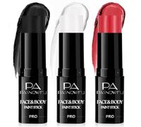 PASNOWFU 3pcs Black White Red Face Paint Sticks, waterproof Body Paint Baseball Eye Black,High Pigment Face Paint for Clown Vampire Devil Skeleton Costume Halloween Cosplay SFX Makeup,Party