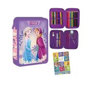 PASO - Astuccio 2 scomparti - Astuccio per ragazze - Astuccio a 2 scomparti - Astuccio imbottito per studenti e quaderno per compiti a casa - Frozen