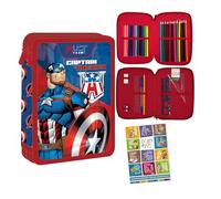 PASO - Astuccio 2 scomparti - Astuccio per ragazze - Astuccio a 2 scomparti - Astuccio imbottito per studenti e quaderno per compiti a casa - Avengers