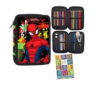PASO - Astuccio a 2 scomparti - Astuccio per ragazze - Astuccio a 2 scomparti - Astuccio imbottito per la scuola e il quaderno dei compiti - Spiderman