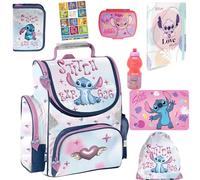 PASO - Borsa per la scuola per ragazzi e ragazze, set da 8 pezzi - zaino per la scuola per bambini con astuccio - borsa per scarpe, bottiglia per bevande e scatola per il pranzo, punto, grado 1-3