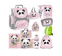 PASO - Set di 13 zaini per la scuola per ragazzi e ragazze, zaino per la scuola per bambini con astuccio - Borsa per scarpe borraccia e contenitore per il pranzo - motivo gatto - 1-3 classe