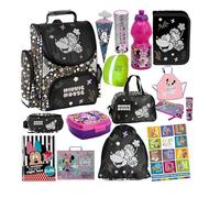 PASO - Set di 15 zaini per la scuola per ragazzi e ragazze, zaino per la scuola per bambini con astuccio - Borsa per scarpe borraccia e contenitore per il pranzo - Minnie Motivo 1-3 classe
