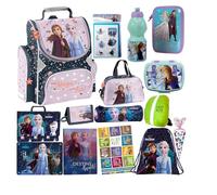 PASO - Set di 15 zaini per la scuola per ragazzi e ragazze, zaino per la scuola per bambini con astuccio - Borsa per scarpe borraccia e contenitore per il pranzo - Motivo regina del ghiaccio - 1-3