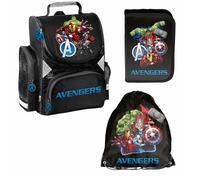 PASO - Set di 3 zaini per la scuola per ragazzi - Zaino per la scuola per bambini con astuccio - Borsa per scarpe - Motivo Avengers - 1 - 3 classe, multicolore, L