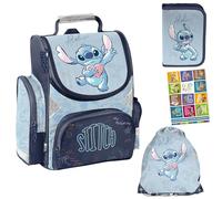 PASO Set di 4 zaini per la scuola per bambini e bambine, con astuccio, astuccio per scarpe e quaderno per i compiti, motivo Stitch, 1-3 elementi