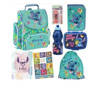 PASO - Set di 7 zaini per la scuola per ragazzi e ragazze, zaino per la scuola per bambini con astuccio, borsa per il pranzo e borraccia - motivo Stitch - 1-3 classe, multicolore, XL
