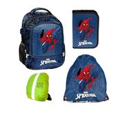 PASO - Zaino scuola per ragazzi e ragazze, set da 4 - Zaino scuola per bambini con astuccio - Borsa per scarpe - Motivo Spiderman - 1-3 gradi, multicolore, s, Cartella per la scuola