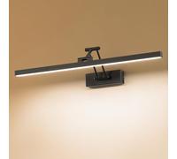 Pasoar LED lampada a specchio per bagno 60 cm, lampade a specchio rotanti per bagno IP44, luce a specchio per bagno 18 W 1440LM, luci a LED per specchio per bagno, bianco neutro 4000K, nero