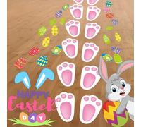 Pasqua Adesivo, 9 Sheets Bunny Easter Stickers, Decorazioni Adesivi Pasquali, Stickers Bambini Pasqua, Decorazioni Pasquali, con Coniglietto Impronte, per Finestre, Scale, Pavimenti (B)
