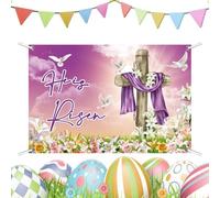Pasqua di Gesù, il banner risorto - Grande, è salito sullo sfondo,Decorazioni da parete primaverili 120x80 cm, decorazione festiva per la casa per chiesa, celebrazione, casa