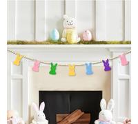 Pasqua Feltro Coniglietto IN Legno Perline Banner Bandiera Porta Da Decorazione