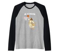 Pasqua Gesù Divertente Basket Maglia con Maniche Raglan