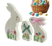 Pasqua in legno di coniglio di Pasqua, tavolo di coniglio di Pasqua Segni in legno,Set di decorazione di coniglio di primavera 3 | Decorazioni di Pasqua per il centrotavola del coniglio per la f