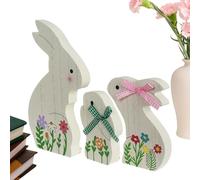 Pasqua in legno di coniglio pasquale, pannelli in legno di coniglio, set di decorazione per tavolo da 3, rustic bunny centroce signs farmhouse pasquale decorazioni per le case tavolo