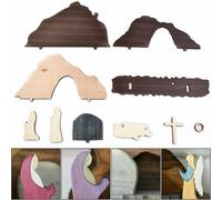Pasqua IN Legno Nativity-Set Resurrezione Scena Wooden-Decor Croce Home-Ornament