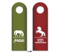 Passa! Voglio la mia pace e tranquillità! gancio porta - Silhouette cavallo verde rosso, accessorio privacy ufficio