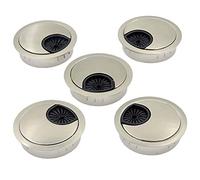passacavi, 5 pezzi da 2 pollici, passacavi for scrivania, copriforo for organizzatore di cavi for PC ufficio, copricavo in plastica(Brushed Silver)