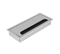 Passacavi for scrivania, copriforo for spina da scrivania, 1 pezzo, copriforo passacavo rettangolare in lega di alluminio con spazzola, passacavo da tavolo(Silver,80 * 280mm)