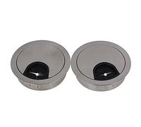 Passacavi Scrivania Metallo 2 pezzi in lega di zinco rotonda table foro copertura del filo uscita cavo computer PC della scrivania 50/53/060 80mm Titolare linea(Brushed Silver,80mm)