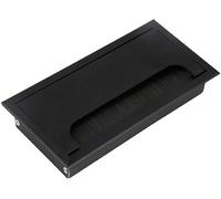 Passacavo per scrivania, Copriforo passacavo rettangolare in lega di alluminio nero L 160 mm for scrivania e tavolo con porta di uscita con spazzola nera