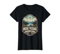 Passaggio Interno Explorer, Divertente Nave da Crociera Vintage in Alaska Maglietta con Stampa Grafica Economica, Donna, Nero, S